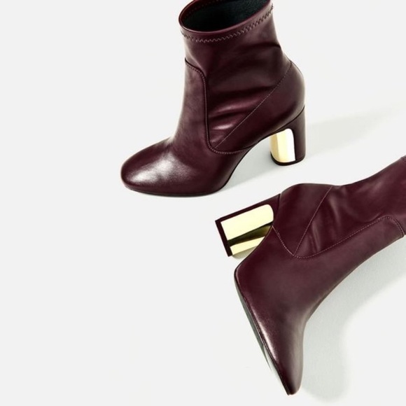 Zara Burgundy Boots - Picture 3 of 5
